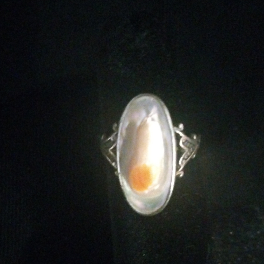 Sterling Silver, Art Nouveau Blister Pearl Ring.....Sz  5